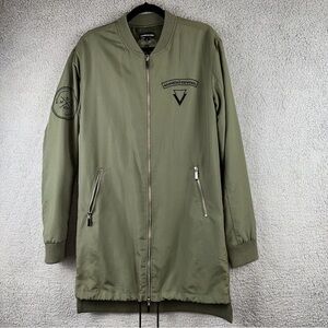 Maniere De Voir Jacket Mens Small Green Nylon Longline Combat Bomber Retro Y2K
